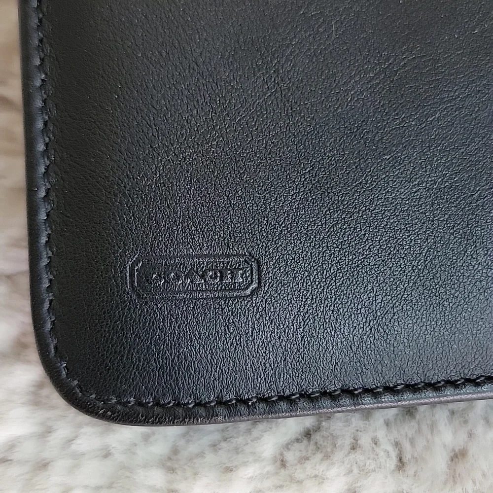 Coach Black Leather Tie Scarf Travel Storage Case